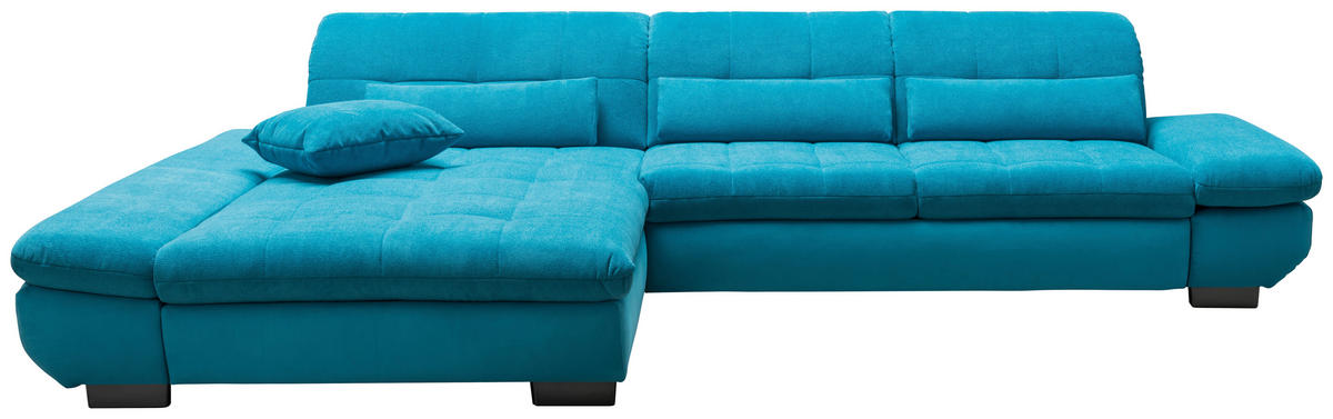 ECKSOFA Türkis Mikrofaser  - Türkis/Schwarz, Design, Textil/Metall (204/341cm) - Xora