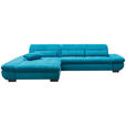 ECKSOFA  in Mikrofaser Türkis  204/341 cm  - Türkis/Schwarz, Design, Textil/Metall (204/341cm) - Xora