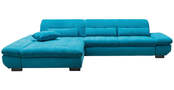 ECKSOFA  in Mikrofaser Türkis  204/341 cm  - Türkis/Schwarz, Design, Textil/Metall (204/341cm) - Xora