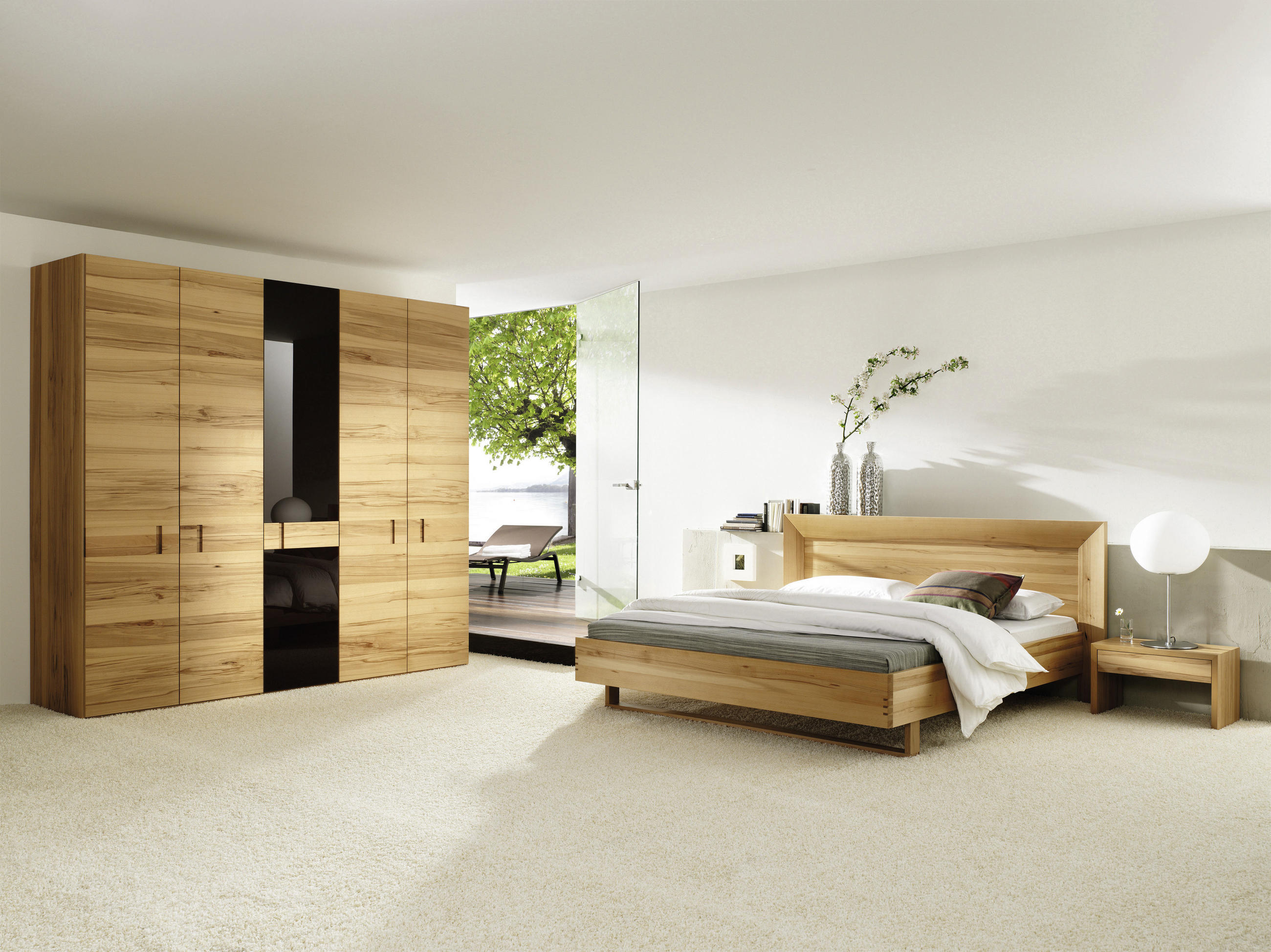SCHLAFZIMMER  in Zirbelkieferfarben, Birkefarben  - Zirbelkieferfarben/Birkefarben, Design, Glas/Holz - Anrei