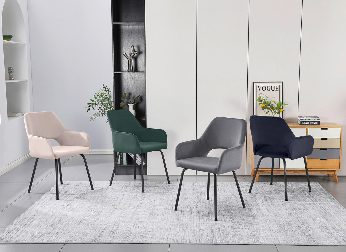 Armlehnstuhl Jonny järn manchester  - svart, Klassisk, metall/textil (58/86/59cm)