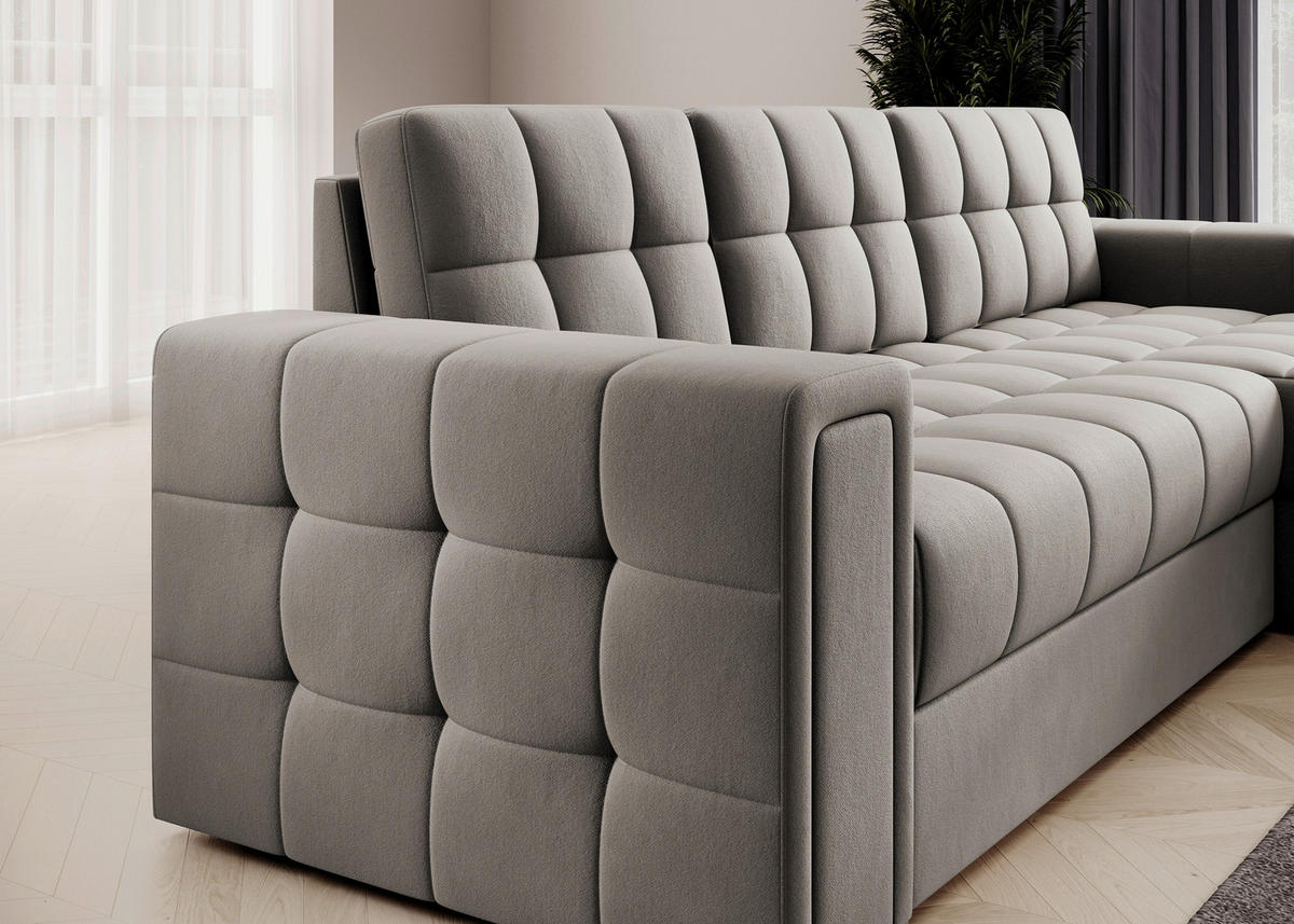 ECKSOFA Plüsch Beige  - Beige, Design, Kunststoff/Textil (260/150cm) - MID.YOU