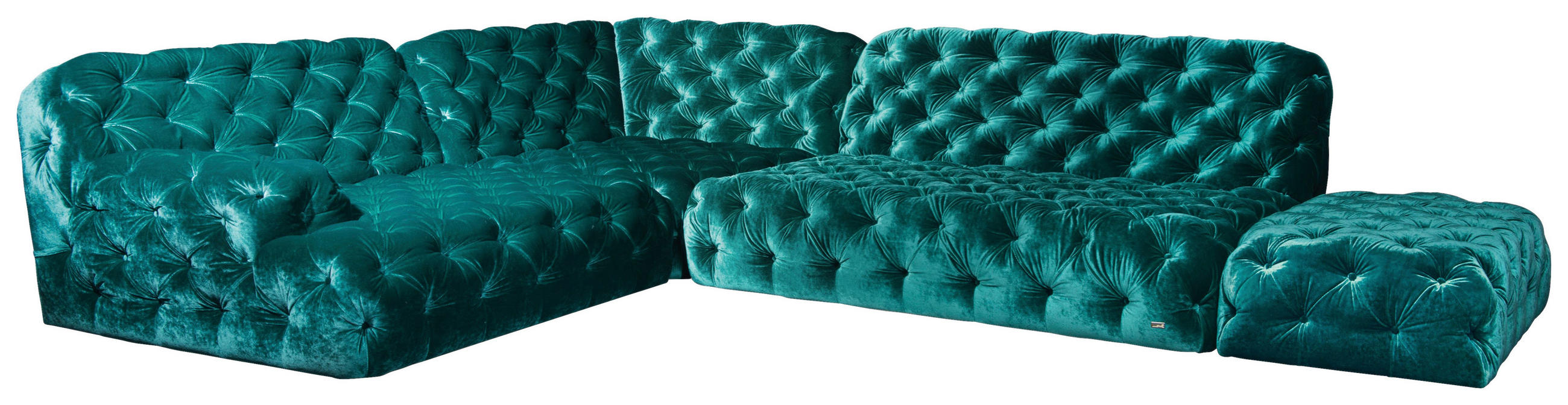 ECKSOFA in Velours Smaragdgrün 257/356 cm - Smaragdgrün, Trend, Textil (257/356cm) - Bretz