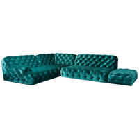 ECKSOFA in Velours Smaragdgrün  257/356 cm  - Smaragdgrün, Trend, Textil (257/356cm) - Bretz