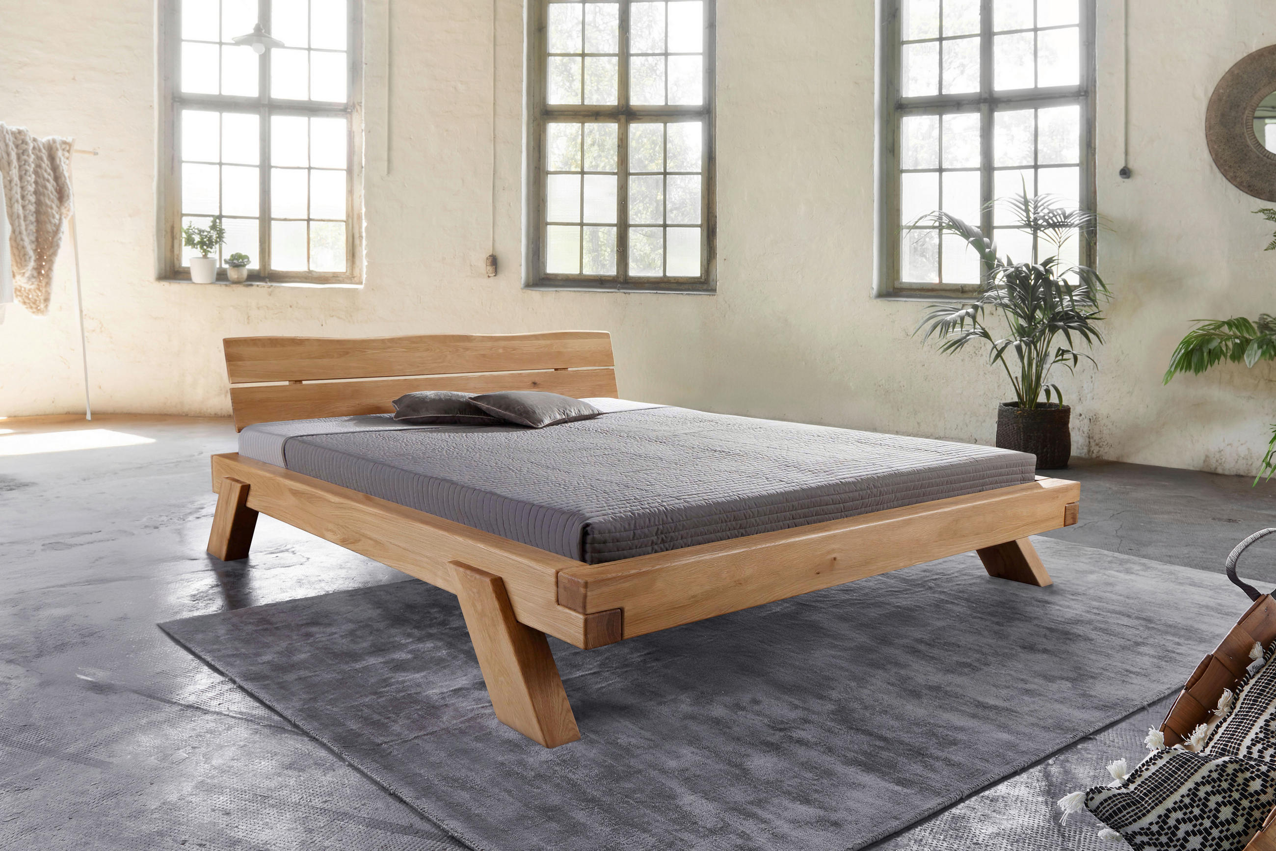 BALKENBETT 140/200 cm  in Wildeiche  - Wildeiche, MODERN, Holz (140/200cm) - Livetastic