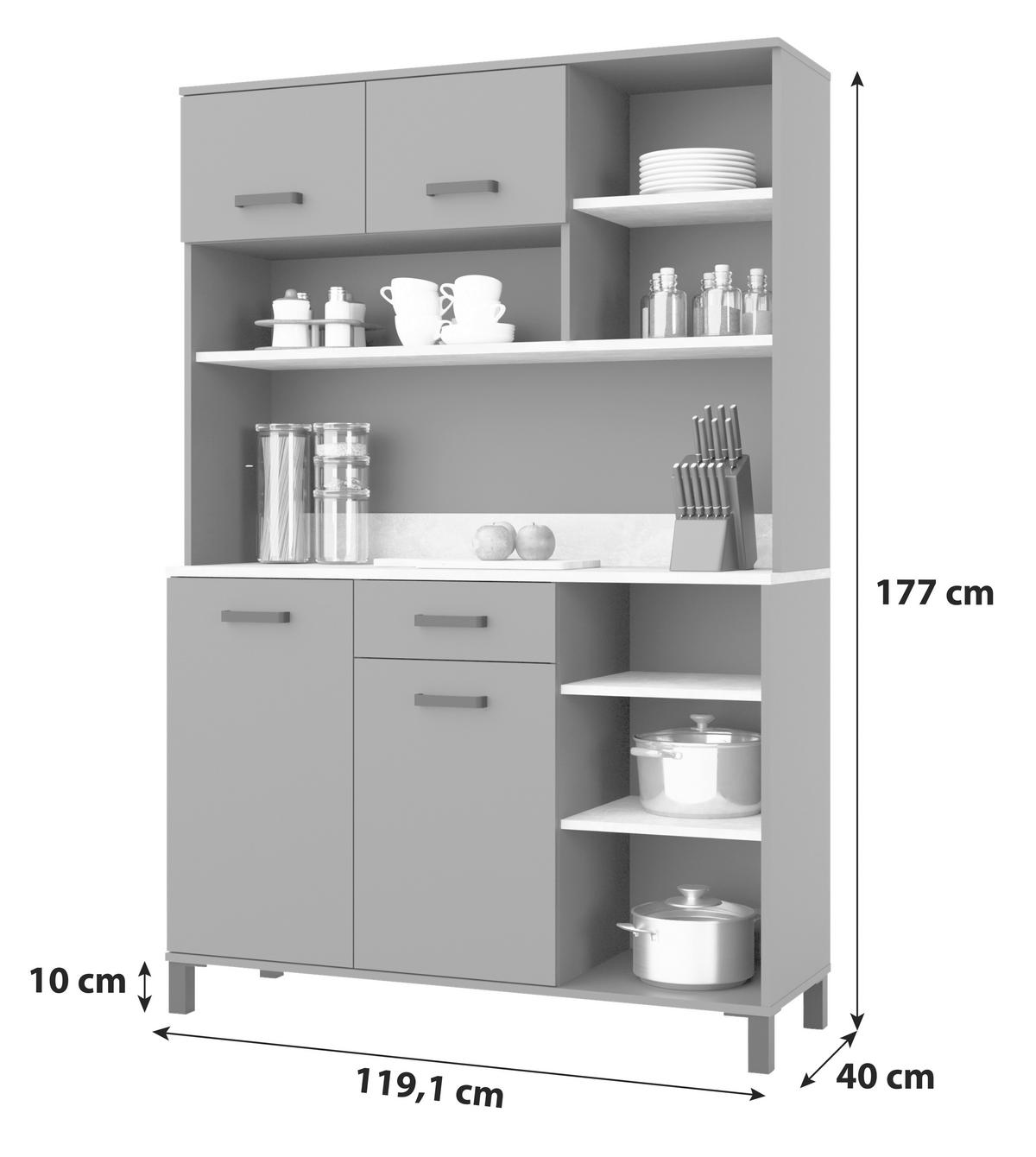 TÁLALÓ 119,1/177/40 cm  - világosszürke/fekete, Konventionell, faalapú anyag/fém (119,1/177/40cm) - P & B
