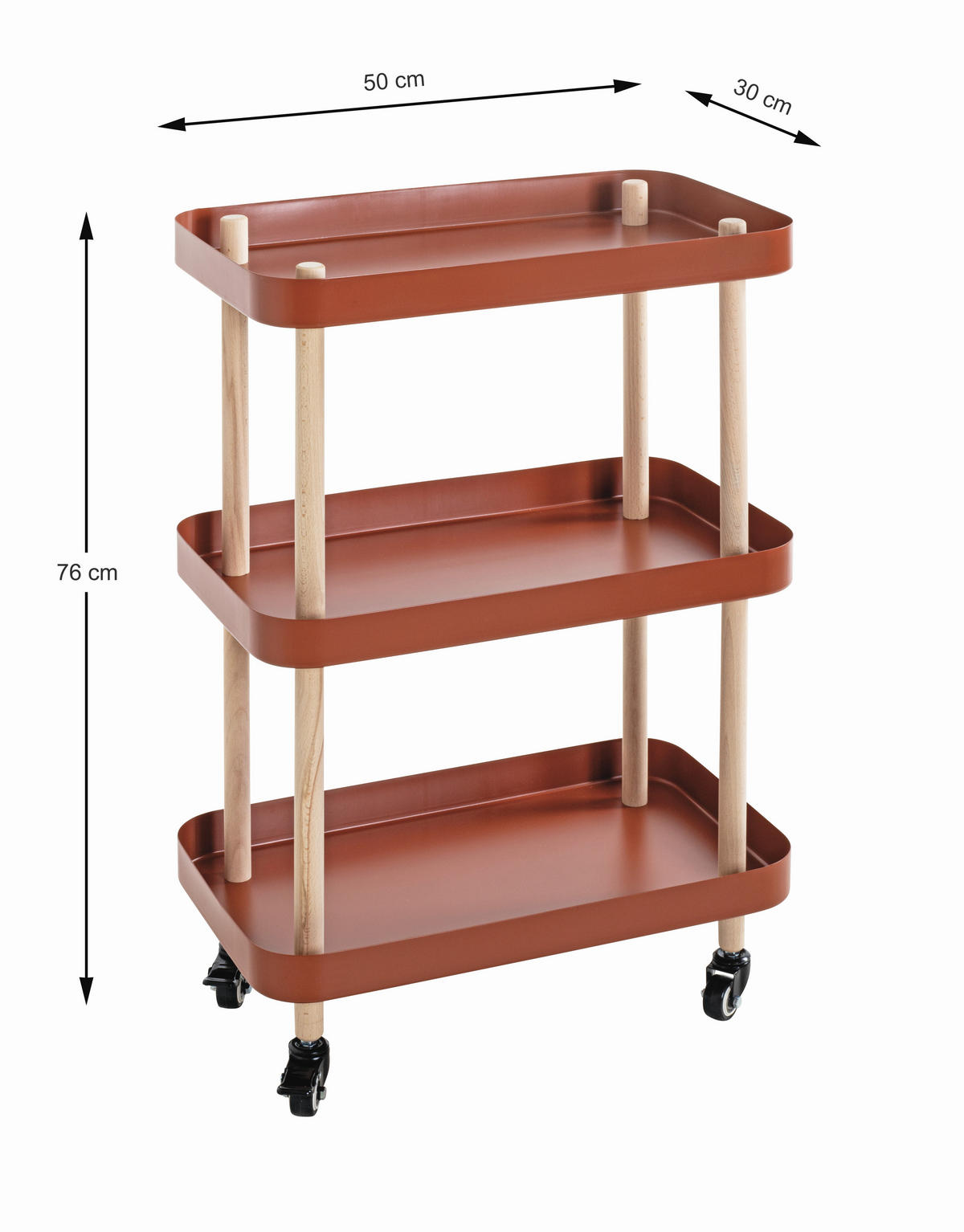 SERVERINGSVAGN i naturfärgad, röd, bokfärgad bok  - röd/bokfärgad, Modern, metall/trä (50/30/76cm)