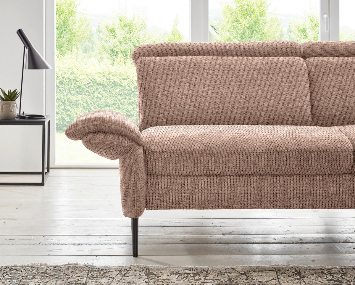 ECKSOFA in Struktur Kupferfarben  - Schwarz/Kupferfarben, Modern, Textil/Metall (275/235cm) - Cantus