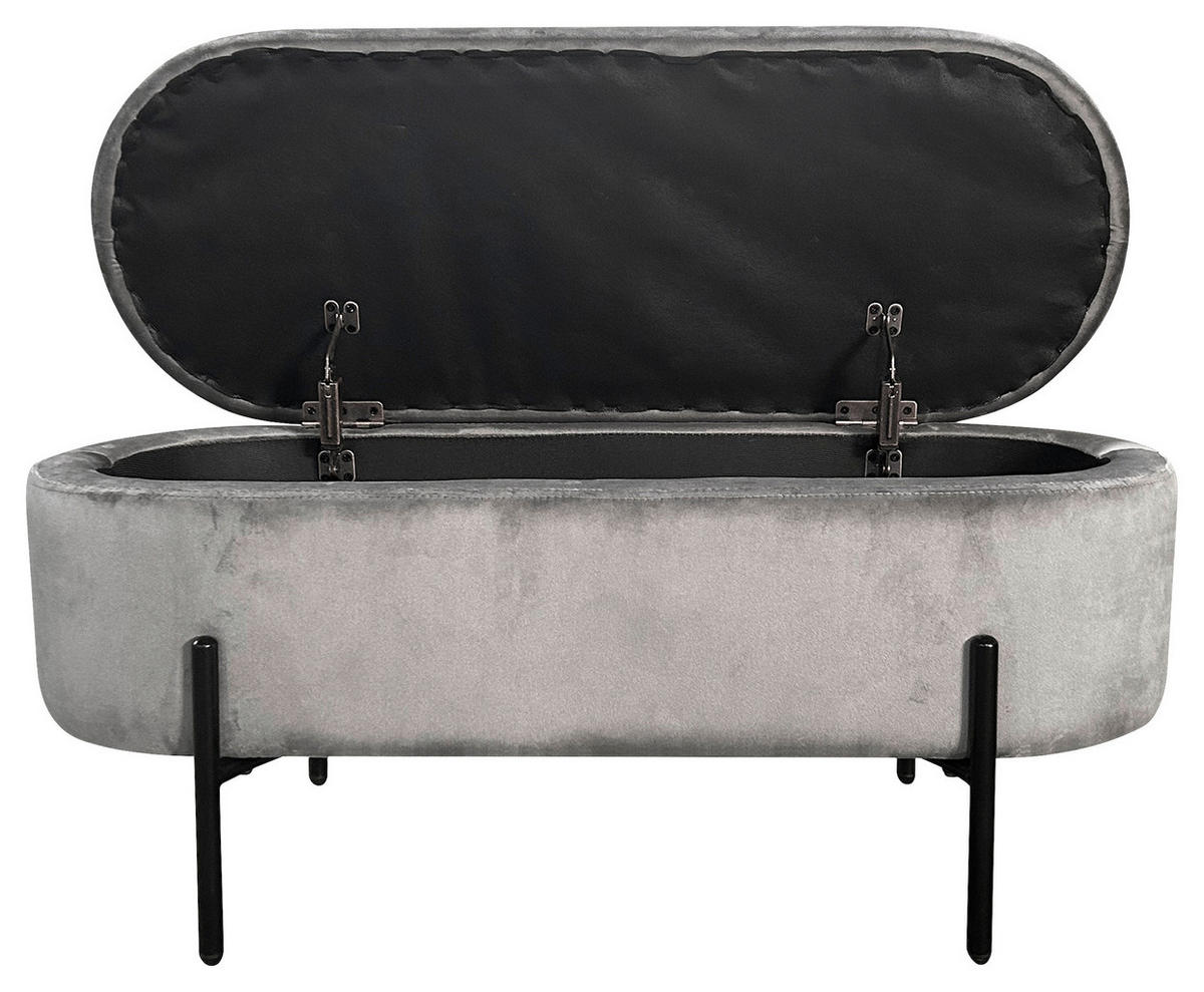 SITZBANK 95/42/37,5 cm Samt Grau, Schwarz  - Schwarz/Grau, Design, Textil/Metall (95/42/37,5cm) - MID.YOU