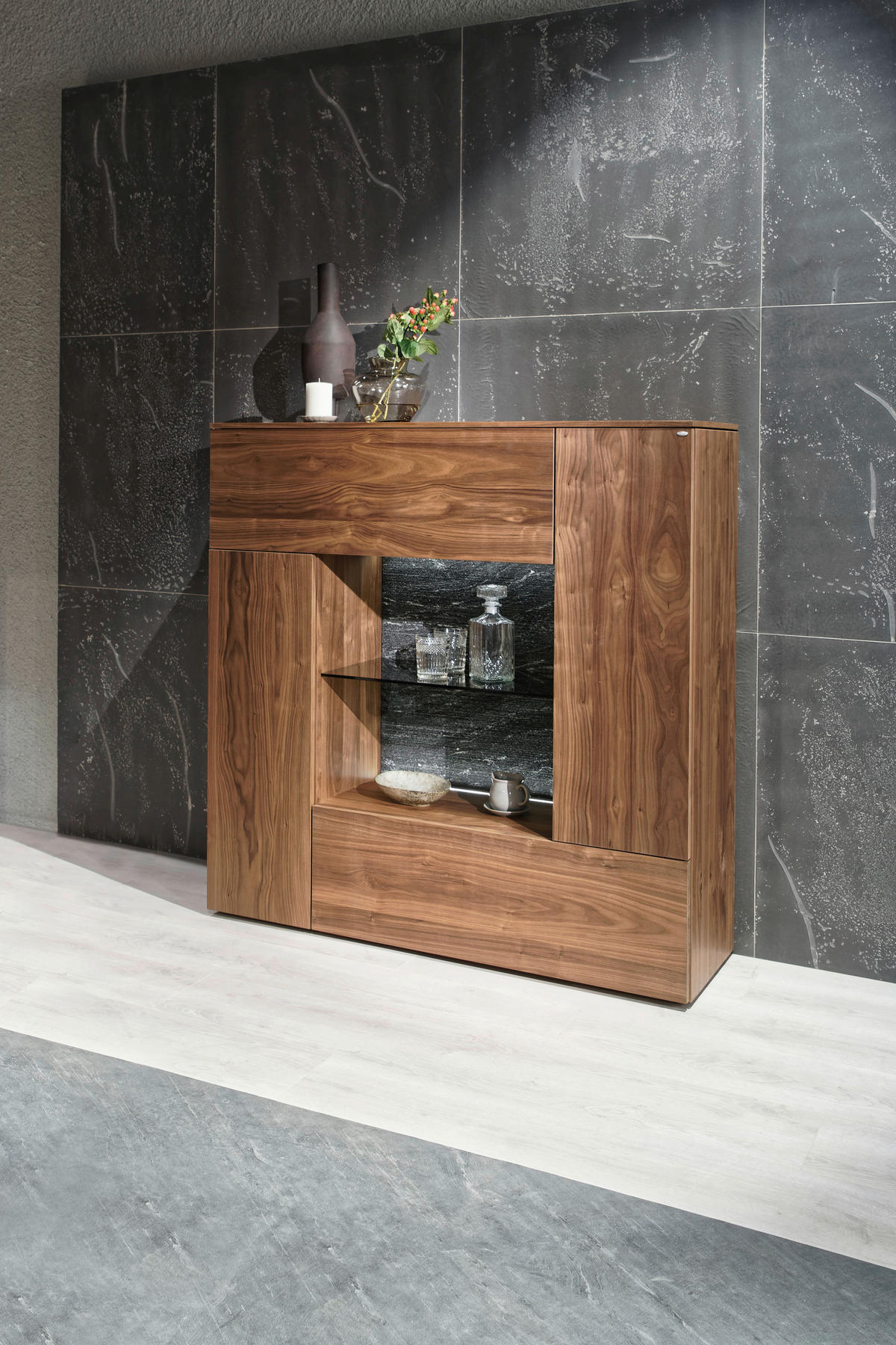 HIGHBOARD Nussbaumfarben  128/131,5/42,8 cm  - Nussbaumfarben, Design, Holz (128/131,5/42,8cm) - Voglauer