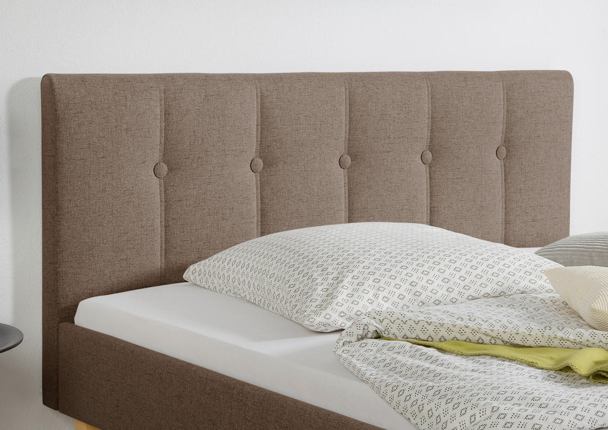 POLSTERBETT  in Hellbraun,  - Hellbraun/Naturfarben, MODERN, Holz/Textil (165/99/216cm) - Livetastic