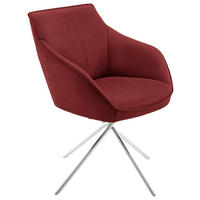 ARMLEHNSTUHL  in Nickel Flachgewebe  - Edelstahlfarben/Rot, Design, Textil/Metall (60/84/67cm) - Koinor