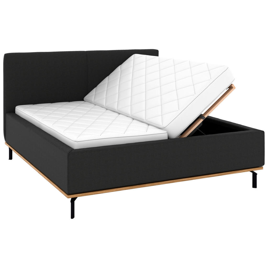 Thumbnail - Musterring Polsterbett, Anthrazit, Textil, Birke, Buche, massiv, H2 + H3, Höhe ca. 20 cm, 160x200 cm, Reach, atmungsakti...