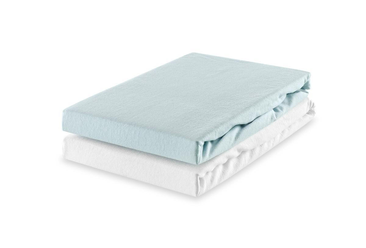 KINDERSPANNBETTTUCH 2er Set 60-70/120-140 cm   - Weiß/Hellblau, Basics, Textil (60-70/120-140cm) - My Baby Lou
