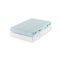 KINDERSPANNBETTTUCH 2er Set 60-70/120-140 cm   - Weiß/Hellblau, Basics, Textil (60-70/120-140cm) - My Baby Lou