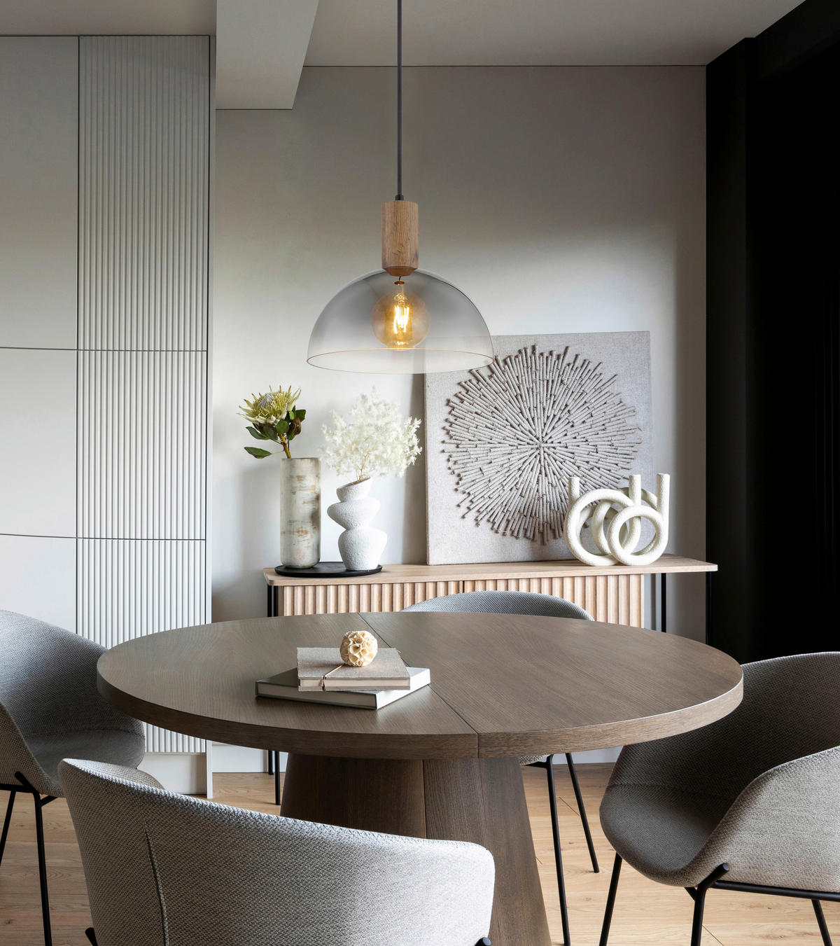 HÄNGELEUCHTE 30/12 cm  - Klar/Dunkelbraun, Design, Glas/Holz (30/12cm) - Globo