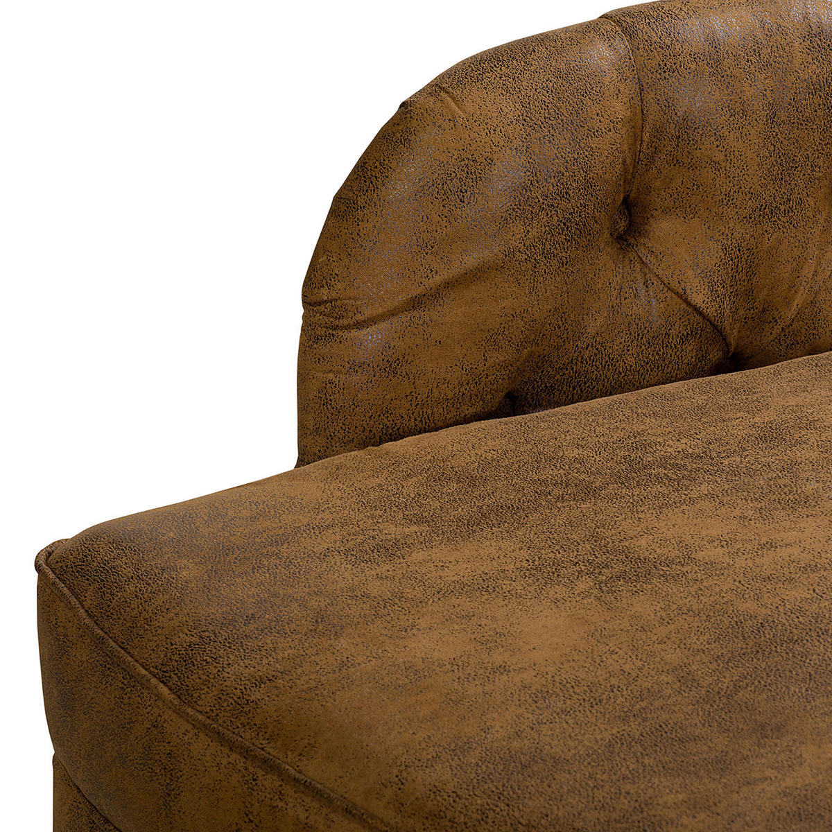 RÉCAMIERE Lederlook Cognac  - Cognac/Braun, Design, Holz/Textil (185/93/75cm) - Livetastic