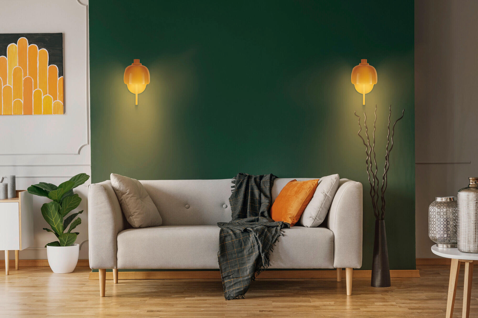 WANDLEUCHTE 13,5/21/24,5 cm   - Orange, Basics, Glas/Metall (13,5/21/24,5cm) - Osram