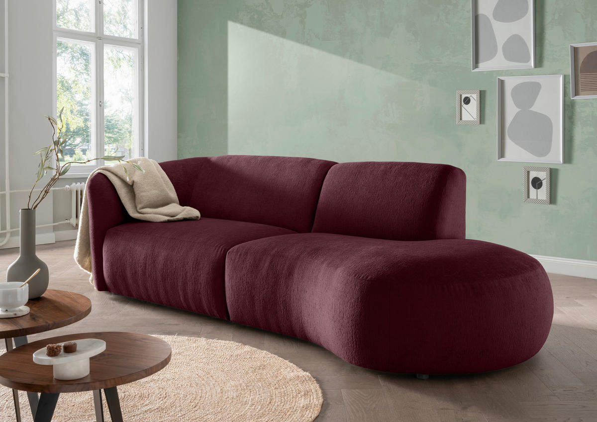 ECKSOFA Jesi Bordeaux Mikrofaser  - Bordeaux/Schwarz, MODERN, Kunststoff/Textil (238/107cm) - Livetastic
