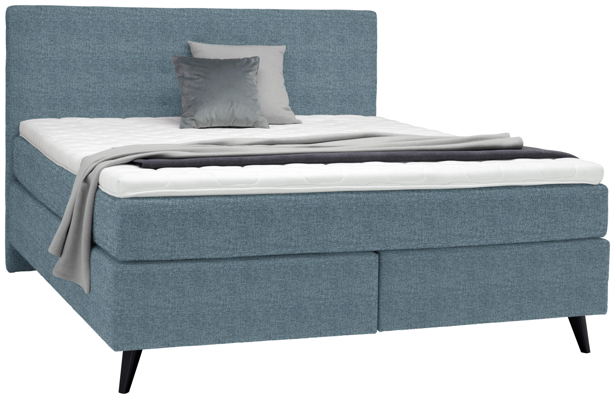 BOXSPRINGBETT 180/200 cm  in Blau  - Blau/Schwarz, KONVENTIONELL, Holz/Textil (180/200cm) - Voleo