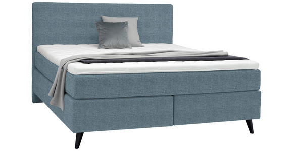 BOXSPRINGBETT 180/200 cm  in Blau  - Blau/Schwarz, KONVENTIONELL, Holz/Textil (180/200cm) - Voleo