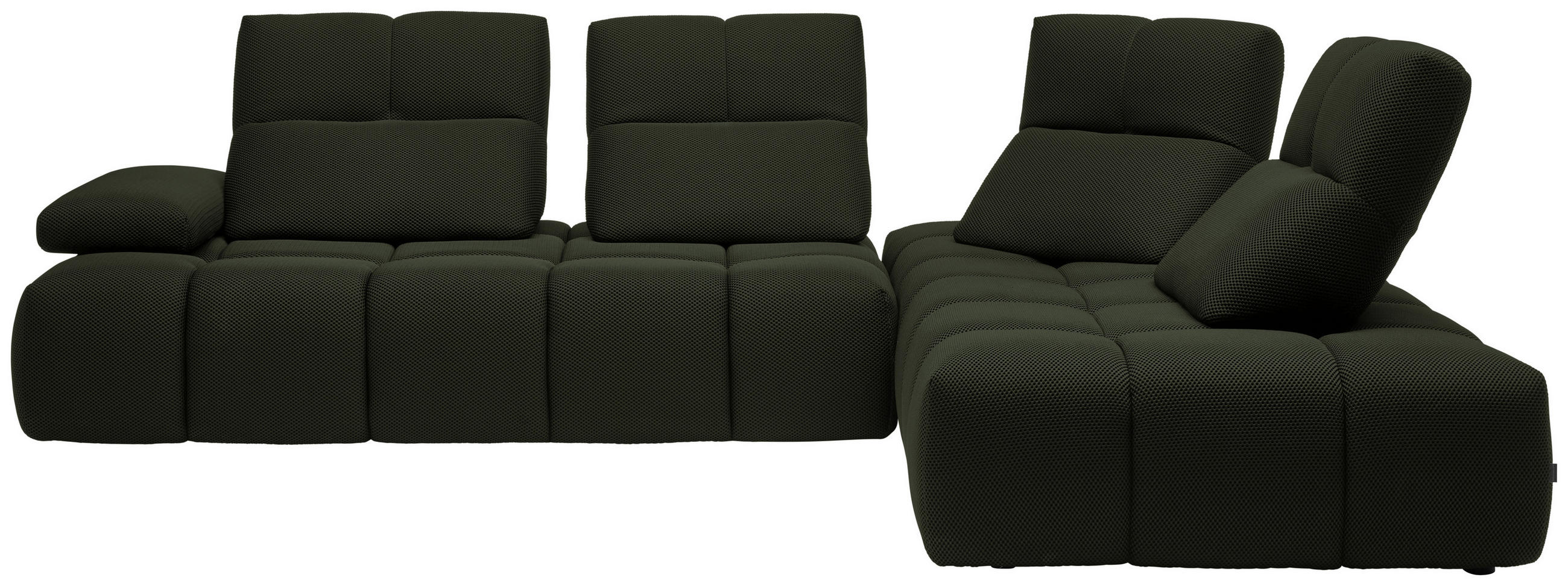 ECKSOFA in Struktur Olivgrün  - Schwarz/Olivgrün, Design, Kunststoff/Textil (313/233cm) - Emilio Belluti