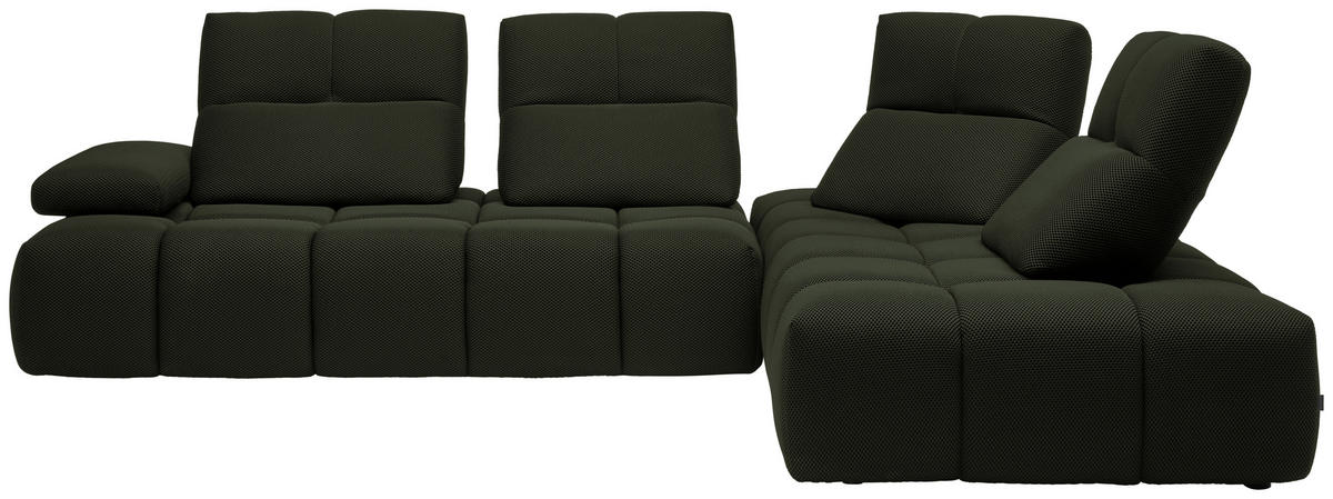 ECKSOFA in Struktur Olivgrün  - Schwarz/Olivgrün, Design, Kunststoff/Textil (313/233cm) - Emilio Belluti