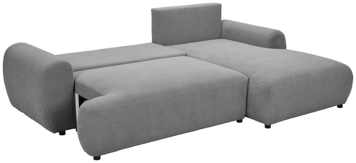 ECKSOFA in Webstoff Dunkelgrau  - Dunkelgrau/Schwarz, Modern, Kunststoff/Textil (265/175cm) - MID.YOU