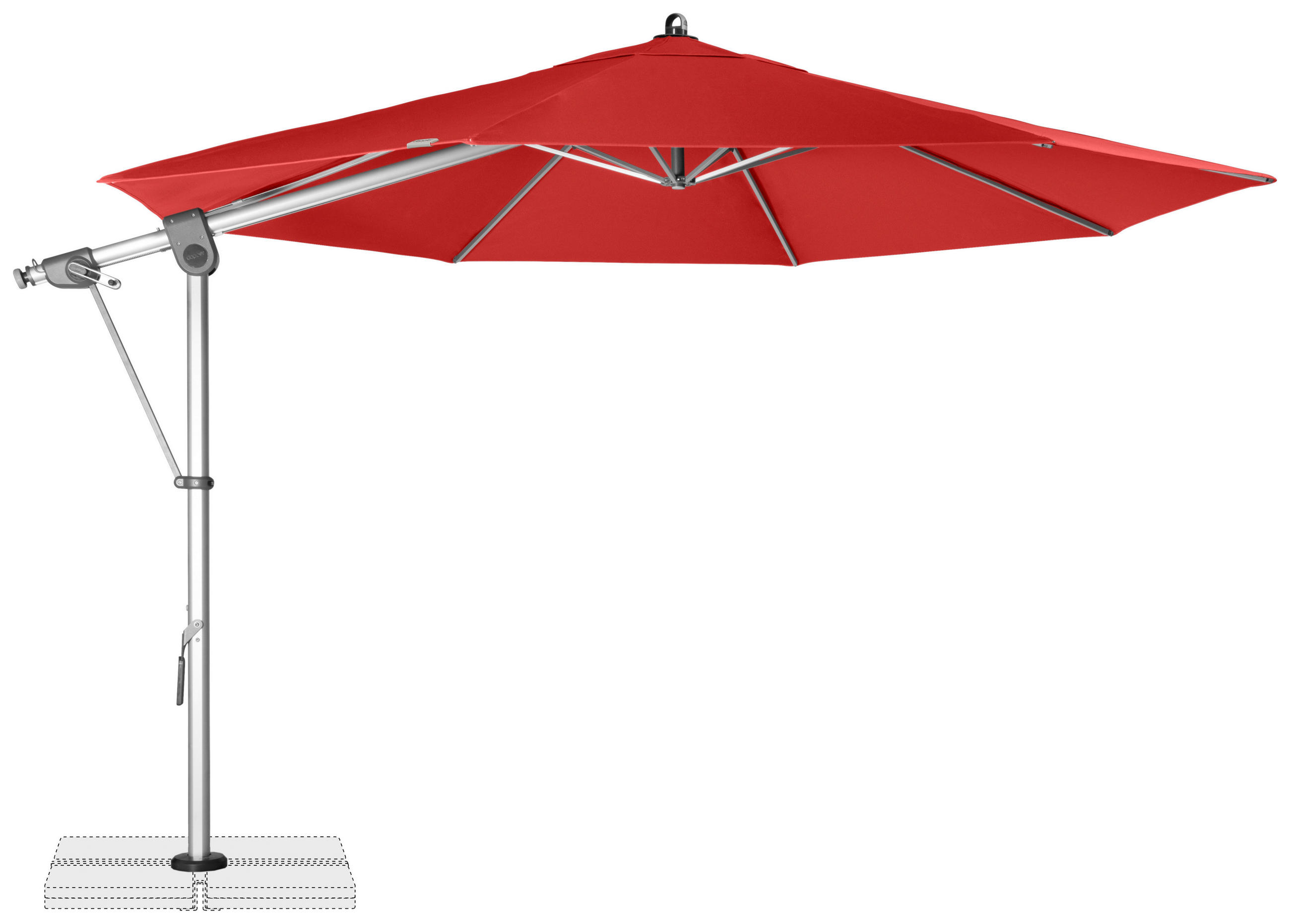 AMPELSCHIRM 350 cm Rot  - Silberfarben/Rot, Basics, Textil/Metall (350/350cm) - Doppler