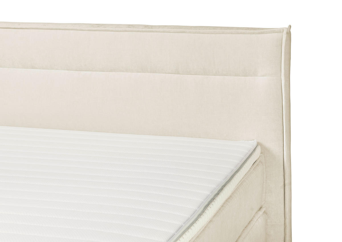 BOXSPRINGBETT 180/200 cm,  in Creme, Topper, H2 + H3 = mittel + fest  - Creme, Design, Kunststoff/Textil (180/200cm) - Musterring