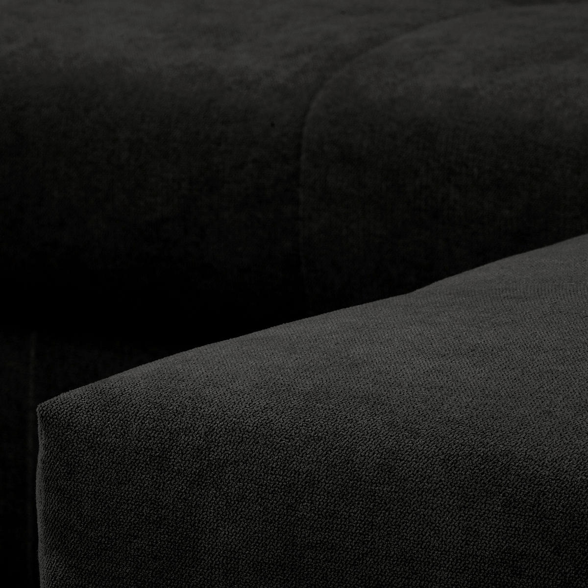 ECKSOFA inkl. Hocker Ariella in Mikrofaser Schwarz  161/231 cm  - Schwarz/Naturfarben, Design, Holz/Textil (161/231cm) - Livetastic