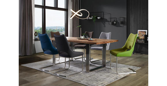 ESSTISCH in Holz, Metall 200/100/77 cm - Edelstahlfarben/Eichefarben, Natur, Holz/Metall (200/100/77cm) - Voleo