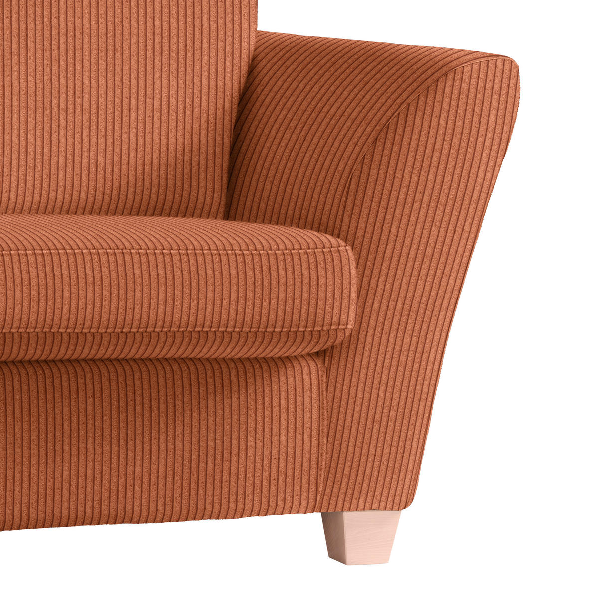 2-SITZER-SOFA in Cord Koralle  - Koralle/Naturfarben, Holz/Textil (190/70-85/95cm) - MID.YOU