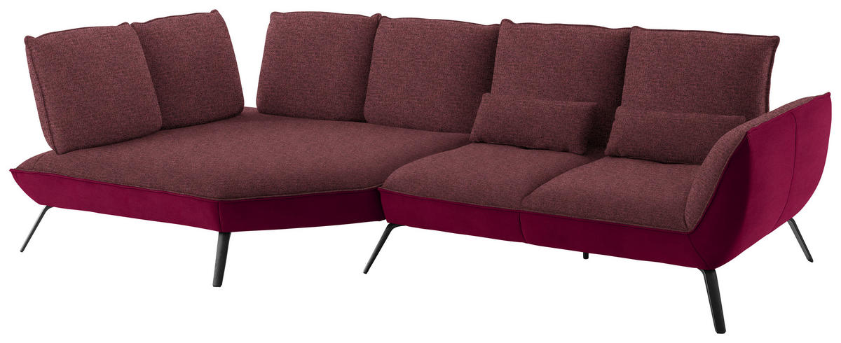 ECKSOFA in Flachgewebe Rot  - Rot/Schwarz, Design, Textil/Metall (169/320cm) - Moderano