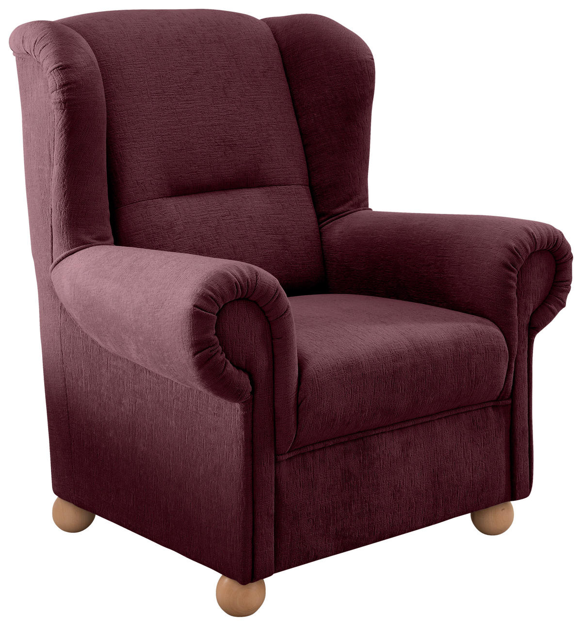 OHRENSESSEL Mikrofaser Bordeaux  - Wildeiche/Bordeaux, KONVENTIONELL, Holz/Textil (92/102/89cm) - Livetastic