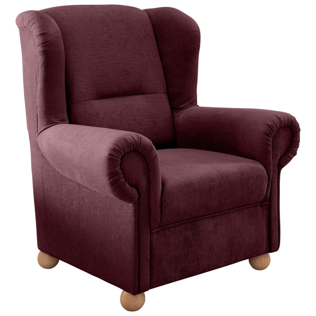 Thumbnail - Livetastic Ohrensessel Torello, Bordeaux, Textil, Buche, Uni, 92x102x89 cm, Made in EU, erweiterbar (Typenauswahl), Wohn...