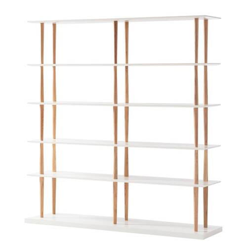 REGAL Eiche furniert Weiß, Eichefarben  - Eichefarben/Weiß, Design, Holz/Holzwerkstoff (160/168/39cm) - home24