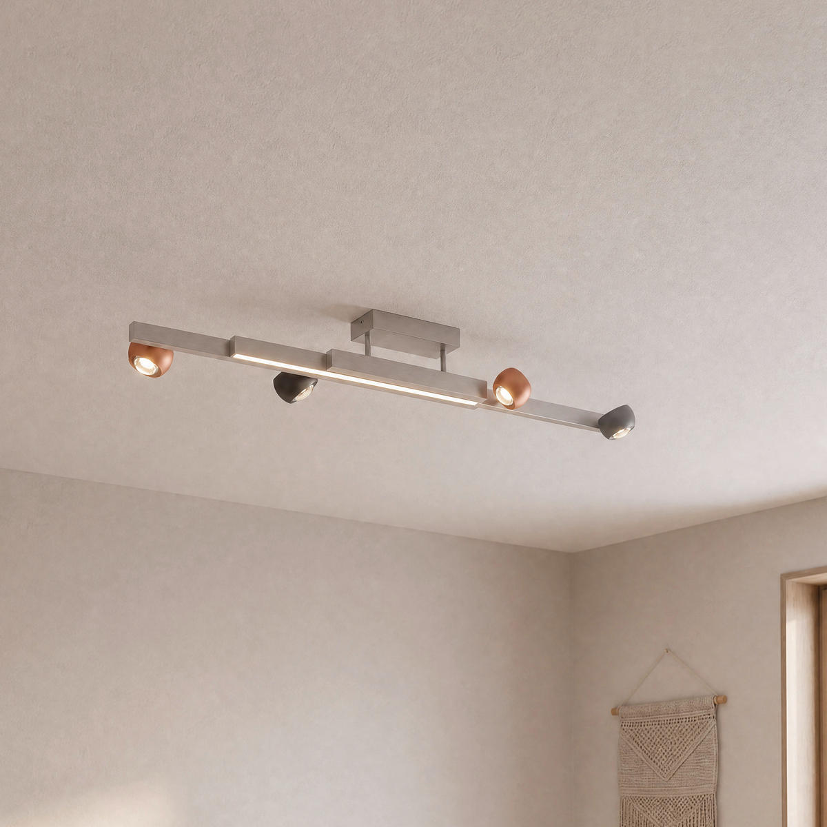 LED-DECKENLEUCHTE Cannon 133,5/17/29 cm   - Aprikose/Anthrazit, KONVENTIONELL, Metall (133,5/17/29cm) - Musterring