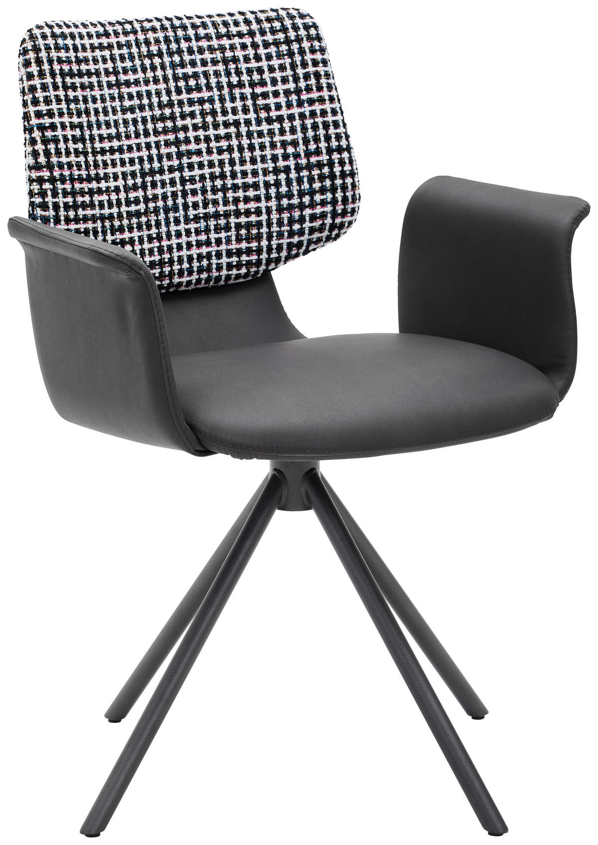 ARMLEHNSTUHL  in beschichtet, Lederlook  - Blau/Anthrazit, Design, Textil/Metall (64/87/56,5cm) - Musterring