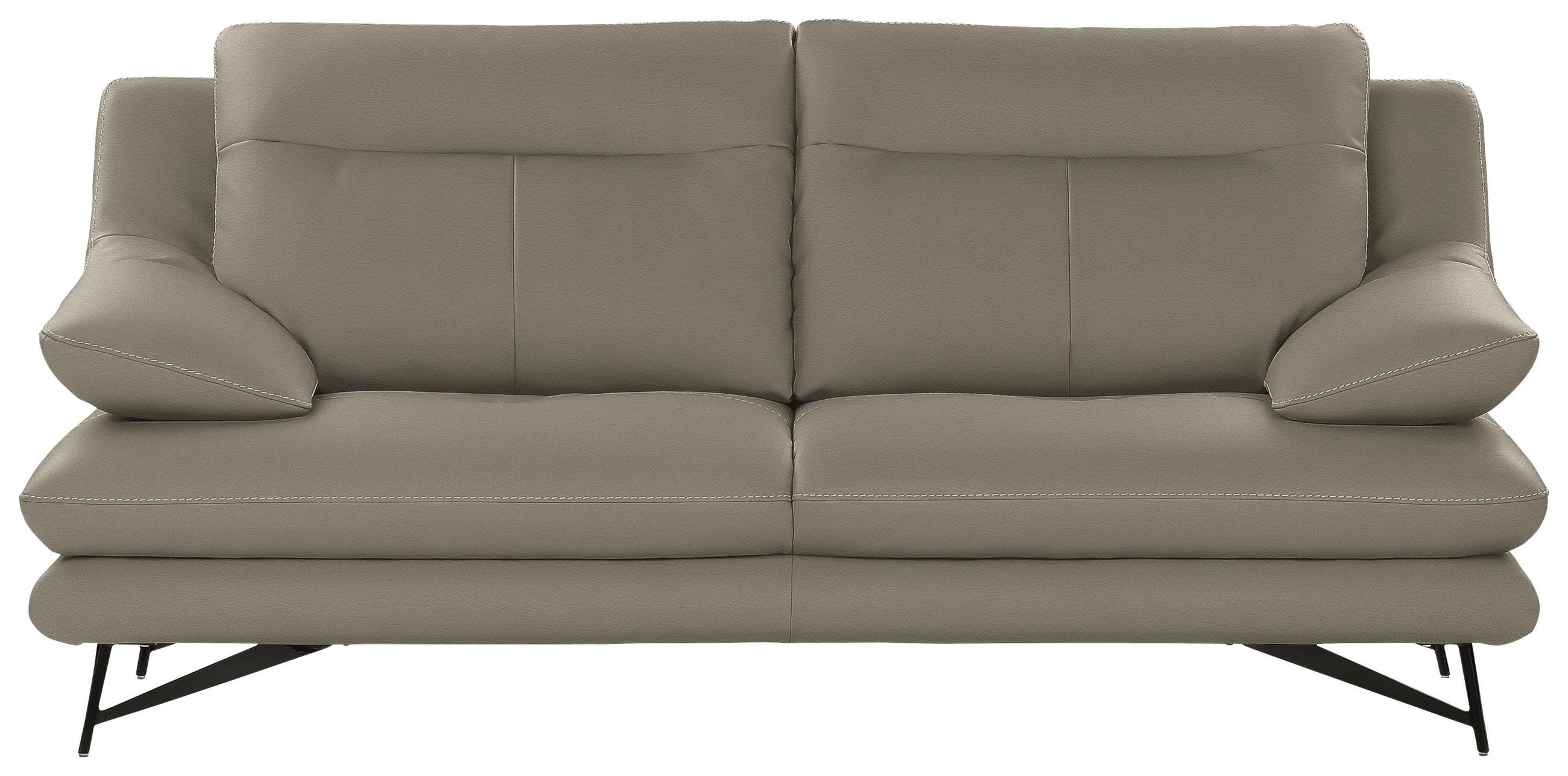 3-SITZER-SOFA in Leder Cappuccino  - Cappuccino, Design, Leder/Metall (215/90/109cm)