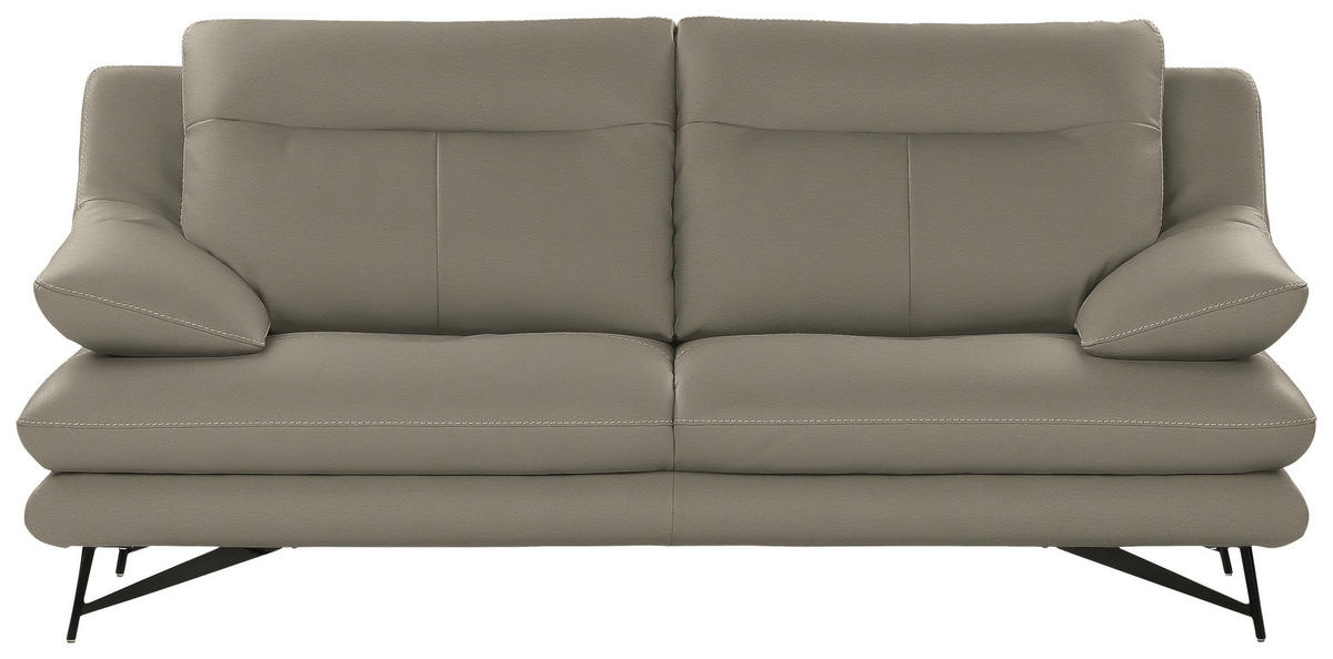 2,5-SITZER in Leder Cappuccino  - Schwarz/Cappuccino, Design, Leder/Metall (195/90/109cm)