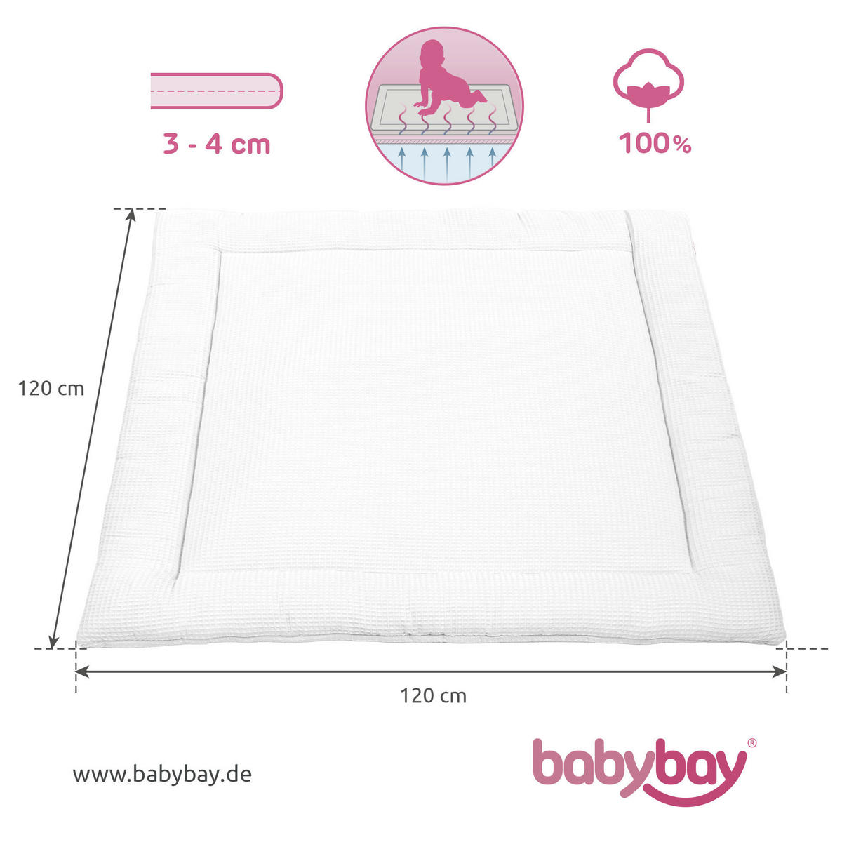 KRABBELDECKE  - Basics, Textil (120/120/3cm) - Babybay
