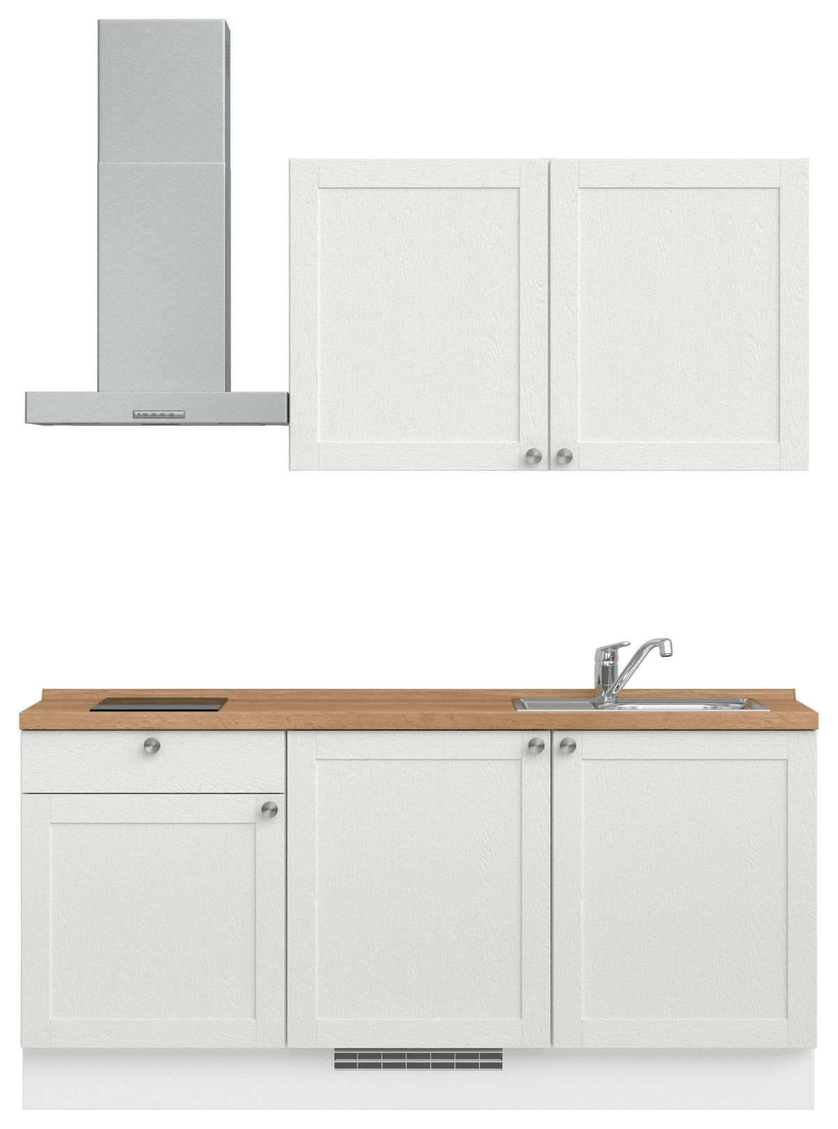 KÜCHENBLOCK Frame 180 cm  in Weiß, Eichefarben  - Edelstahlfarben/Eichefarben, MODERN, Holzwerkstoff/Metall (180cm) - Nobilia