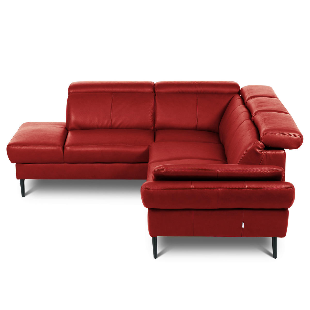 ECKSOFA Rot Echtleder Lederlook Bettkasten, Rücken echt, Armteilverstellung, Relaxfunktion, Kopfteilverstellung  - Rot/Schwarz, Design, Leder/Textil (211/264cm) - Livetastic