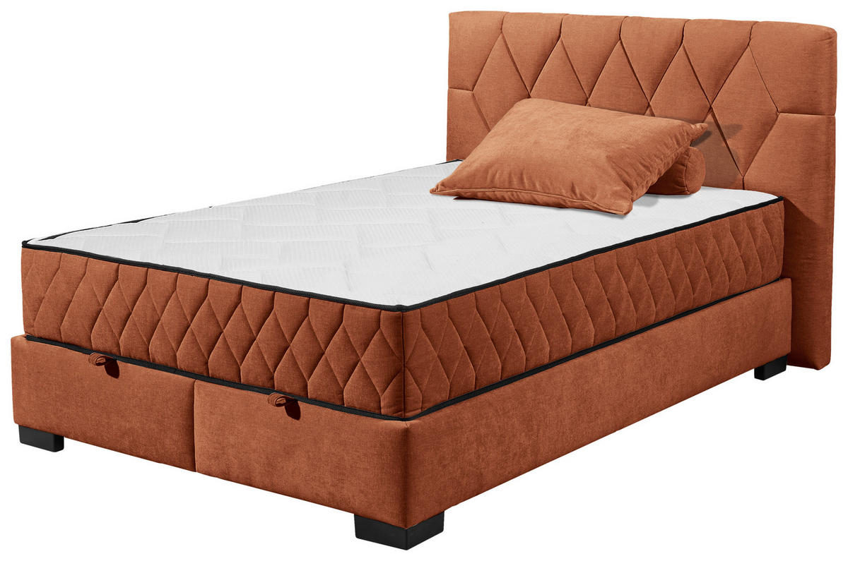 BOXBETT 140/200 cm  in Cognac  - Cognac/Schwarz, Modern, Holzwerkstoff/Kunststoff (140/200cm) - MID.YOU