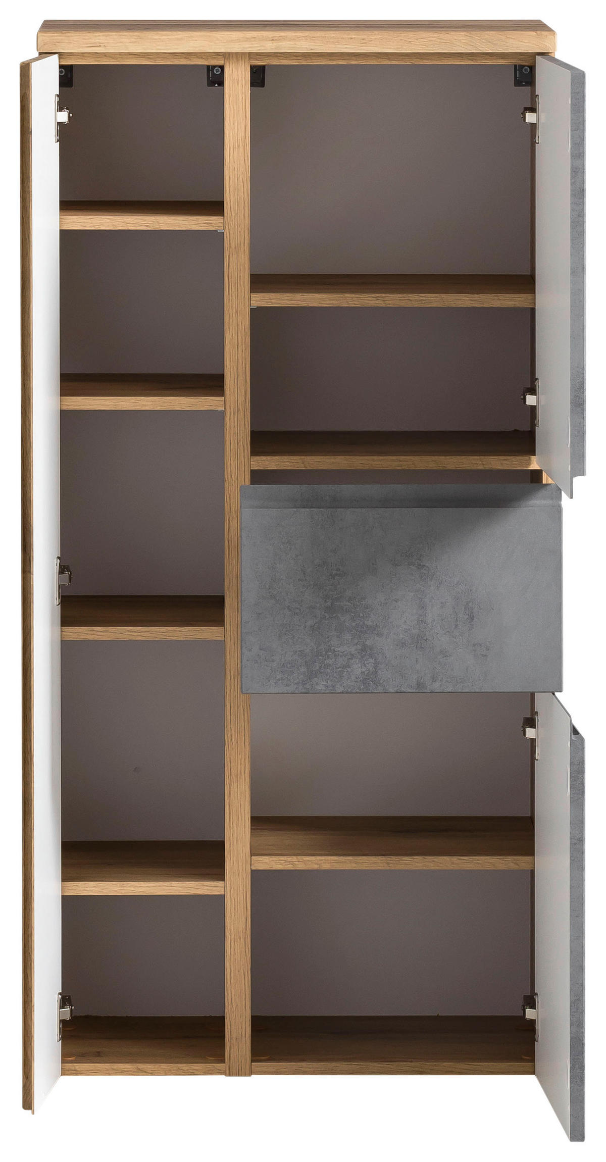 MIDISCHRANK 65/130/35 cm  - Silberfarben/Eiche Wotan, Modern, Holzwerkstoff/Kunststoff (65/130/35cm) - Held