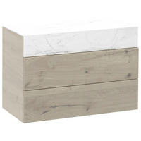 HÄNGEELEMENT Wildeiche furniert, mehrschichtige Massivholzplatte (Tischlerplatte) Weiß, Eichefarben  - Eichefarben/Weiß, Natur, Glas/Holz (96/64/42,6cm) - Voglauer