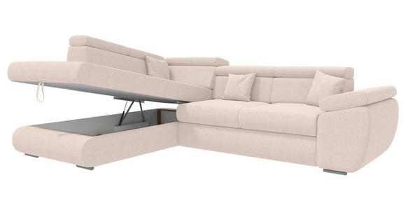 ECKSOFA  in Struktur Creme  - Chromfarben/Creme, KONVENTIONELL, Kunststoff/Textil (205/282cm) - Carryhome