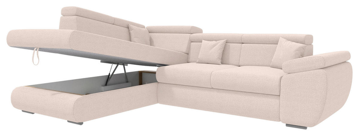 ECKSOFA Creme Struktur  - Chromfarben/Creme, KONVENTIONELL, Kunststoff/Textil (205/282cm) - Carryhome