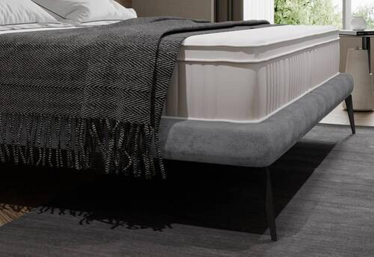 POLSTERBETT gepolstertes Kopfteil 180/200 cm  in Grau  - Schwarz/Grau, MODERN, Textil/Metall (180/200cm) - Livetastic